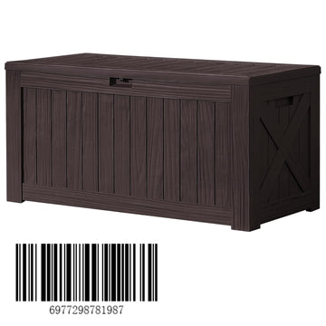 Devoko 120 Gallon Deck Box Resin Outdoor Storage Box Waterproof for Patio, Large Outdoor Storage Bench Lockable for Outside (Deep Brown)